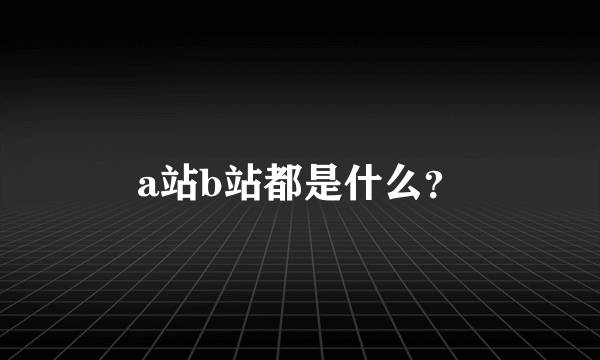 a站b站都是什么？