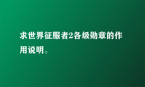 求世界征服者2各级勋章的作用说明。