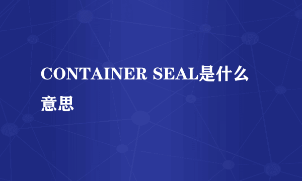 CONTAINER SEAL是什么意思