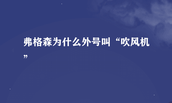 弗格森为什么外号叫“吹风机”