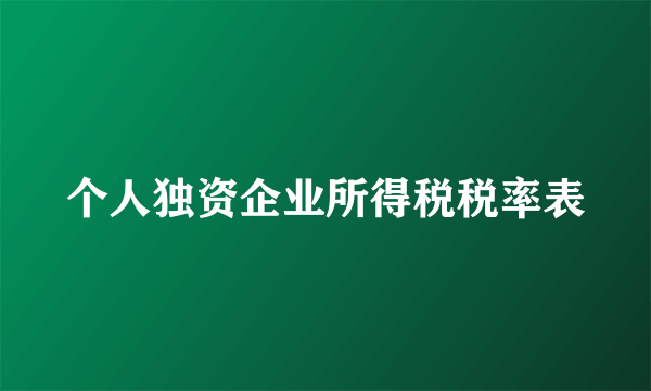 个人独资企业所得税税率表