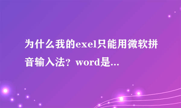 为什么我的exel只能用微软拼音输入法？word是正常的，只有exel不正常。版本是2003 SP2