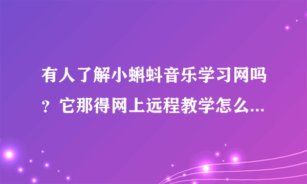 有人了解小蝌蚪音乐学习网吗？它那得网上远程教学怎么样？效果会好吗？