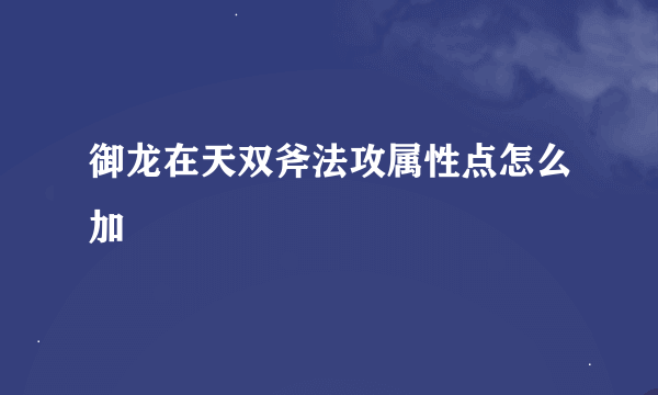 御龙在天双斧法攻属性点怎么加