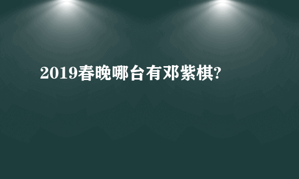 2019春晚哪台有邓紫棋?