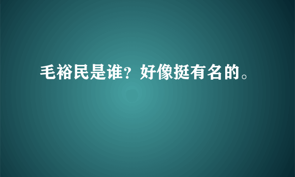 毛裕民是谁？好像挺有名的。