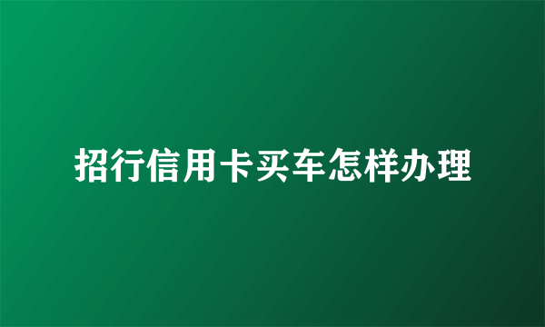 招行信用卡买车怎样办理