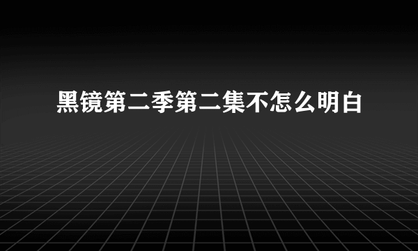 黑镜第二季第二集不怎么明白