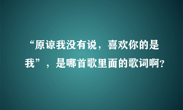 “原谅我没有说，喜欢你的是我”，是哪首歌里面的歌词啊？