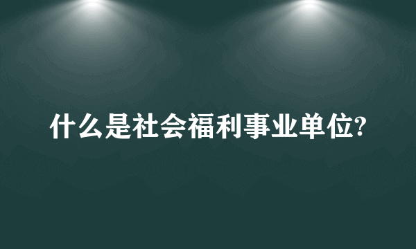 什么是社会福利事业单位?