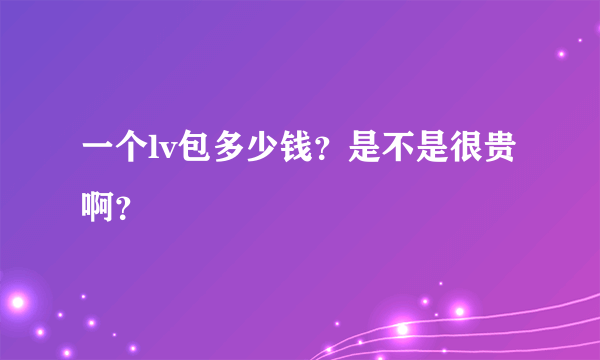 一个lv包多少钱？是不是很贵啊？