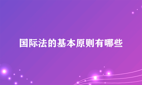 国际法的基本原则有哪些