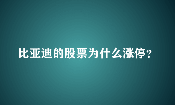 比亚迪的股票为什么涨停？