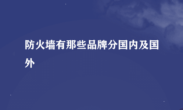 防火墙有那些品牌分国内及国外