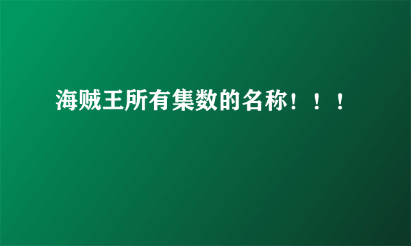 海贼王所有集数的名称！！！