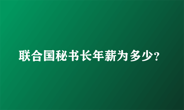 联合国秘书长年薪为多少？