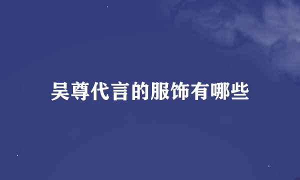 吴尊代言的服饰有哪些