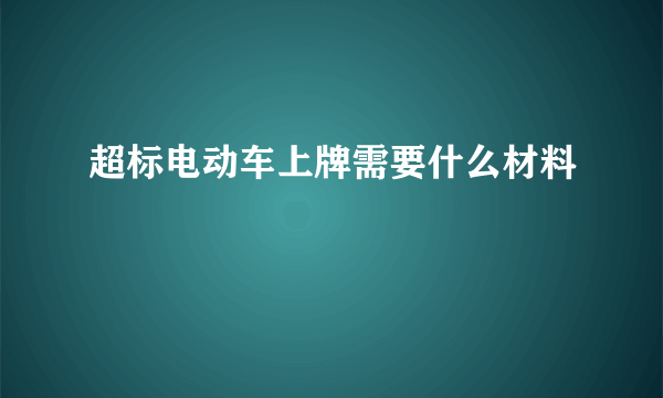 超标电动车上牌需要什么材料