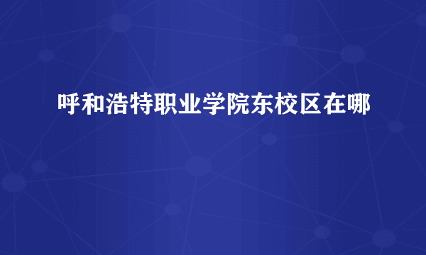 呼和浩特职业学院东校区在哪