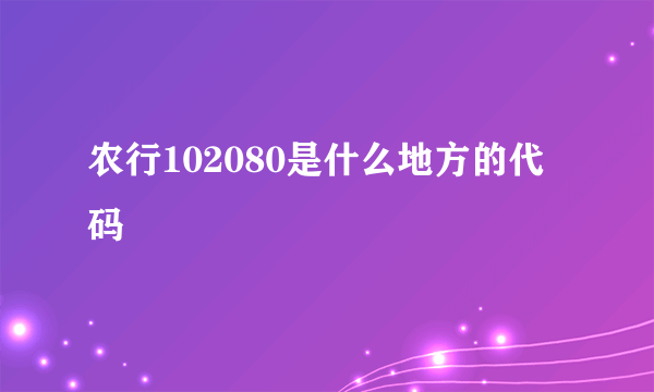 农行102080是什么地方的代码