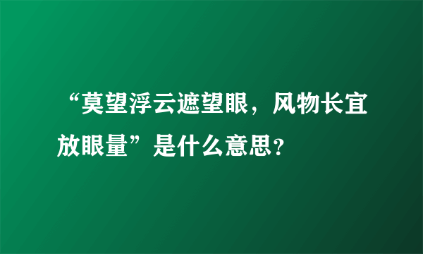 “莫望浮云遮望眼，风物长宜放眼量”是什么意思？