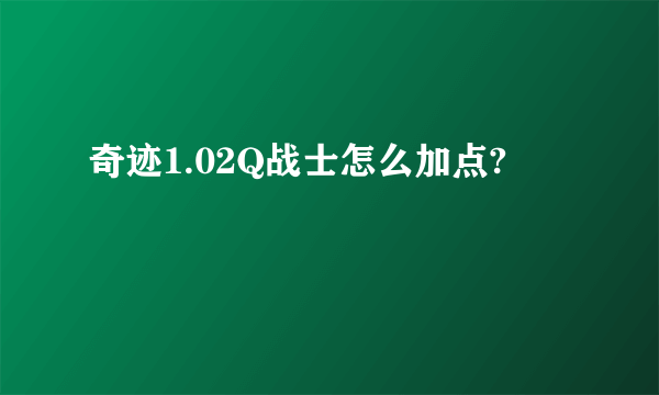 奇迹1.02Q战士怎么加点?