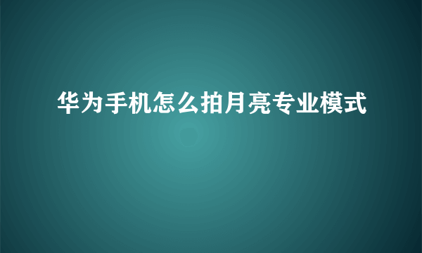 华为手机怎么拍月亮专业模式