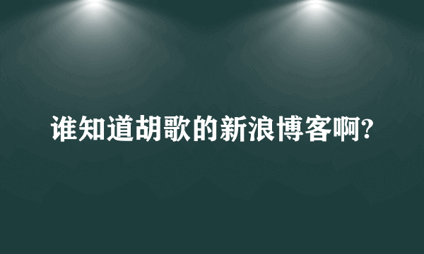 谁知道胡歌的新浪博客啊?