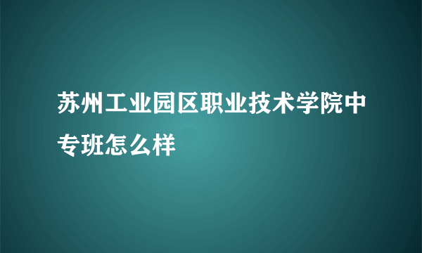 苏州工业园区职业技术学院中专班怎么样