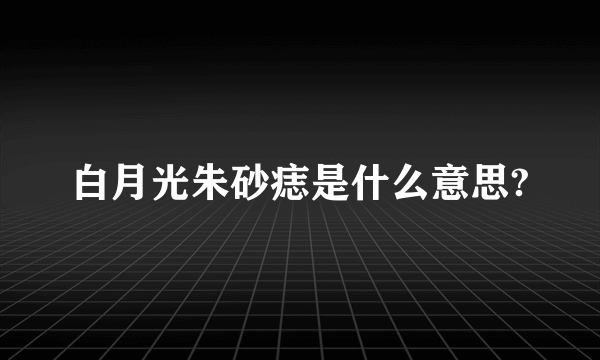 白月光朱砂痣是什么意思?