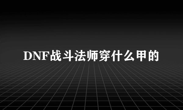 DNF战斗法师穿什么甲的