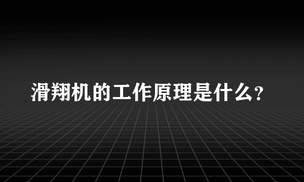 滑翔机的工作原理是什么？