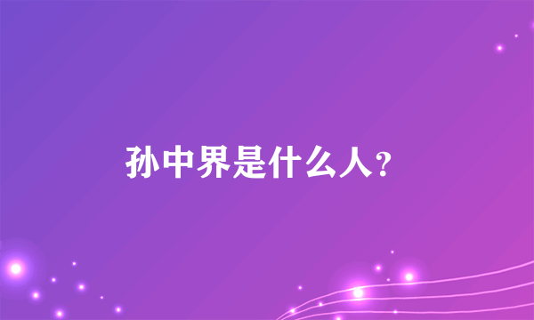 孙中界是什么人？