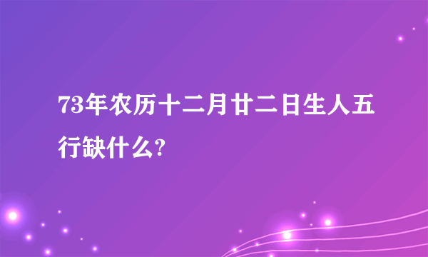 73年农历十二月廿二日生人五行缺什么?