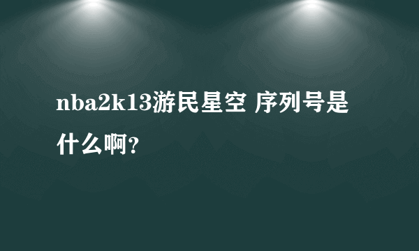 nba2k13游民星空 序列号是什么啊？