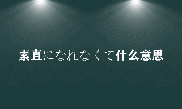 素直になれなくて什么意思