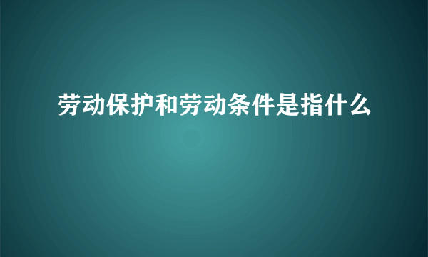 劳动保护和劳动条件是指什么