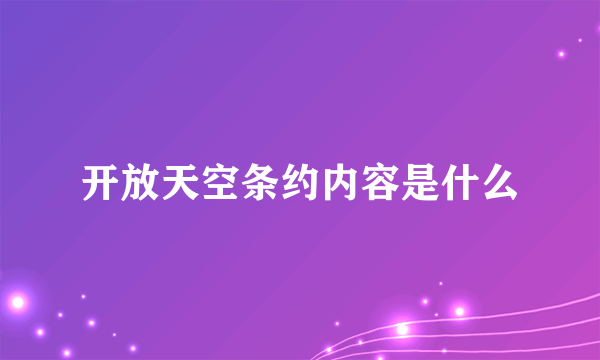 开放天空条约内容是什么