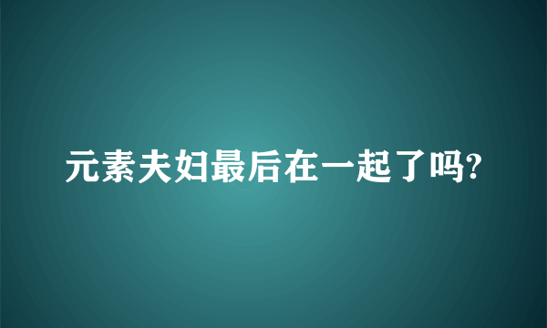 元素夫妇最后在一起了吗?