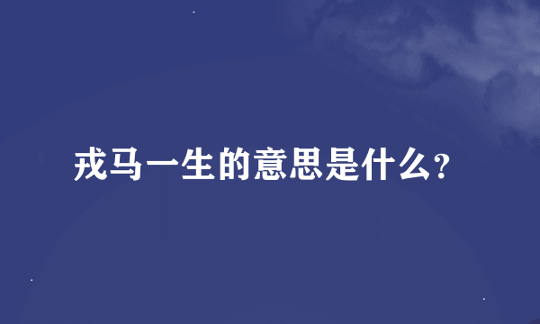 戎马一生的意思是什么？