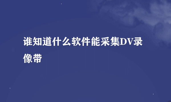 谁知道什么软件能采集DV录像带