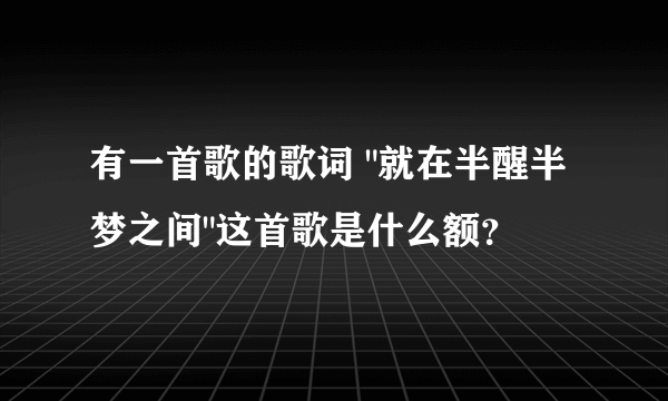 有一首歌的歌词 