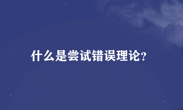 什么是尝试错误理论？