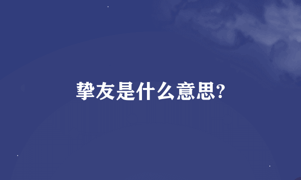 挚友是什么意思?