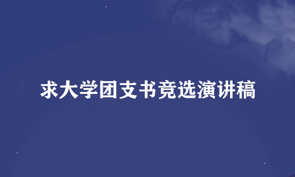 求大学团支书竞选演讲稿