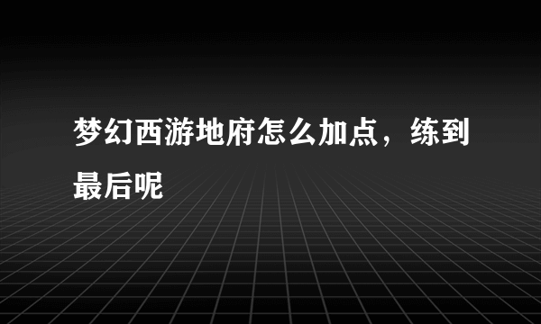 梦幻西游地府怎么加点，练到最后呢