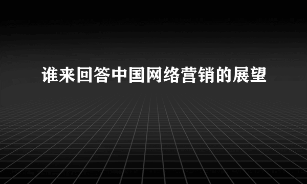 谁来回答中国网络营销的展望