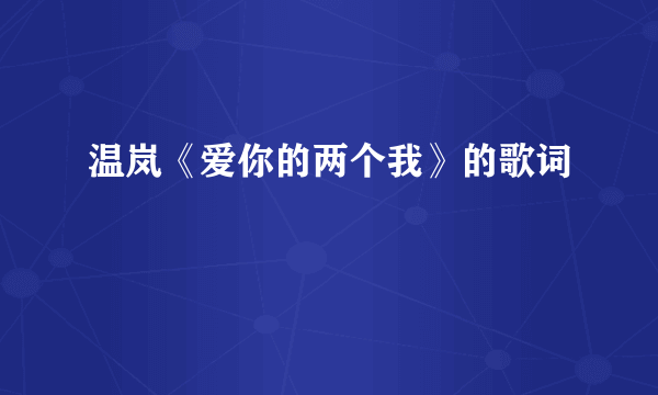 温岚《爱你的两个我》的歌词