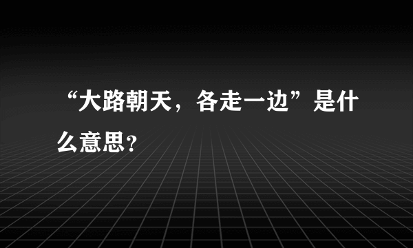 “大路朝天，各走一边”是什么意思？