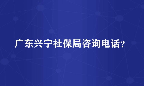 广东兴宁社保局咨询电话？